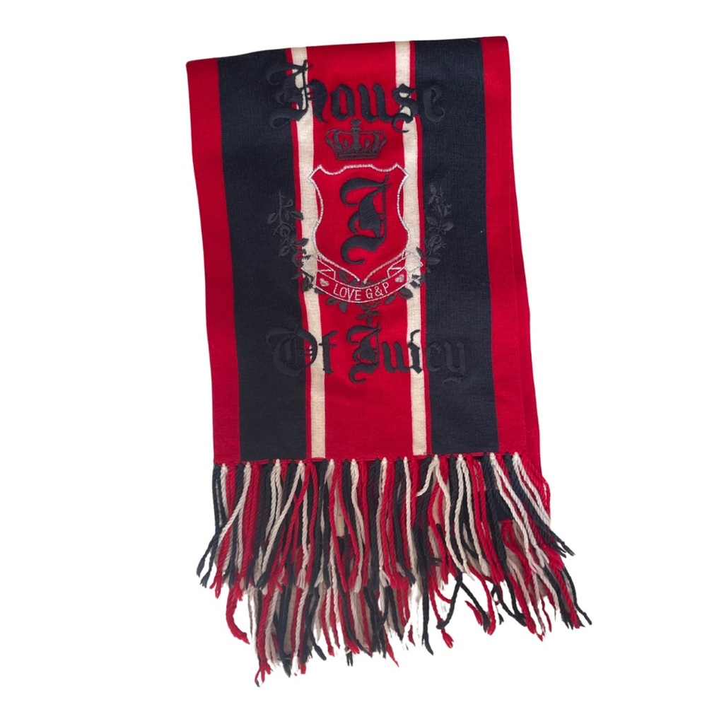 Vintage Juicy Couture Red and Navy Insignia Scarf